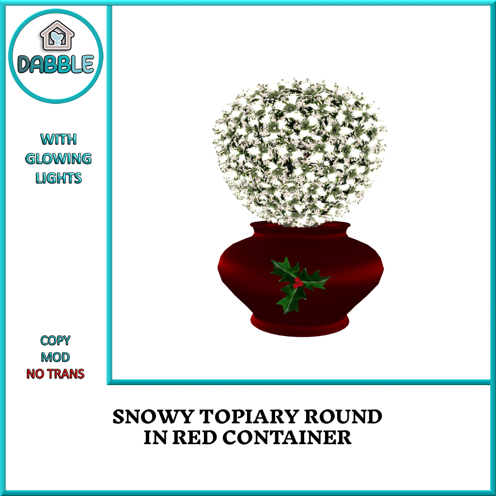 DB SNOWY TOPIARY ROUND IN RED CONTAINER AD