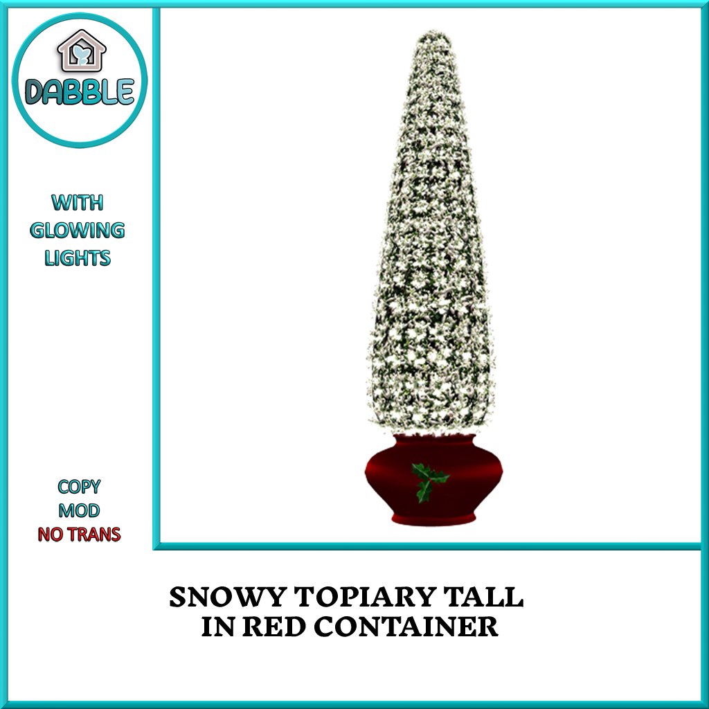 DB SNOWY TOPIARY TALL IN RED CONTAINER AD