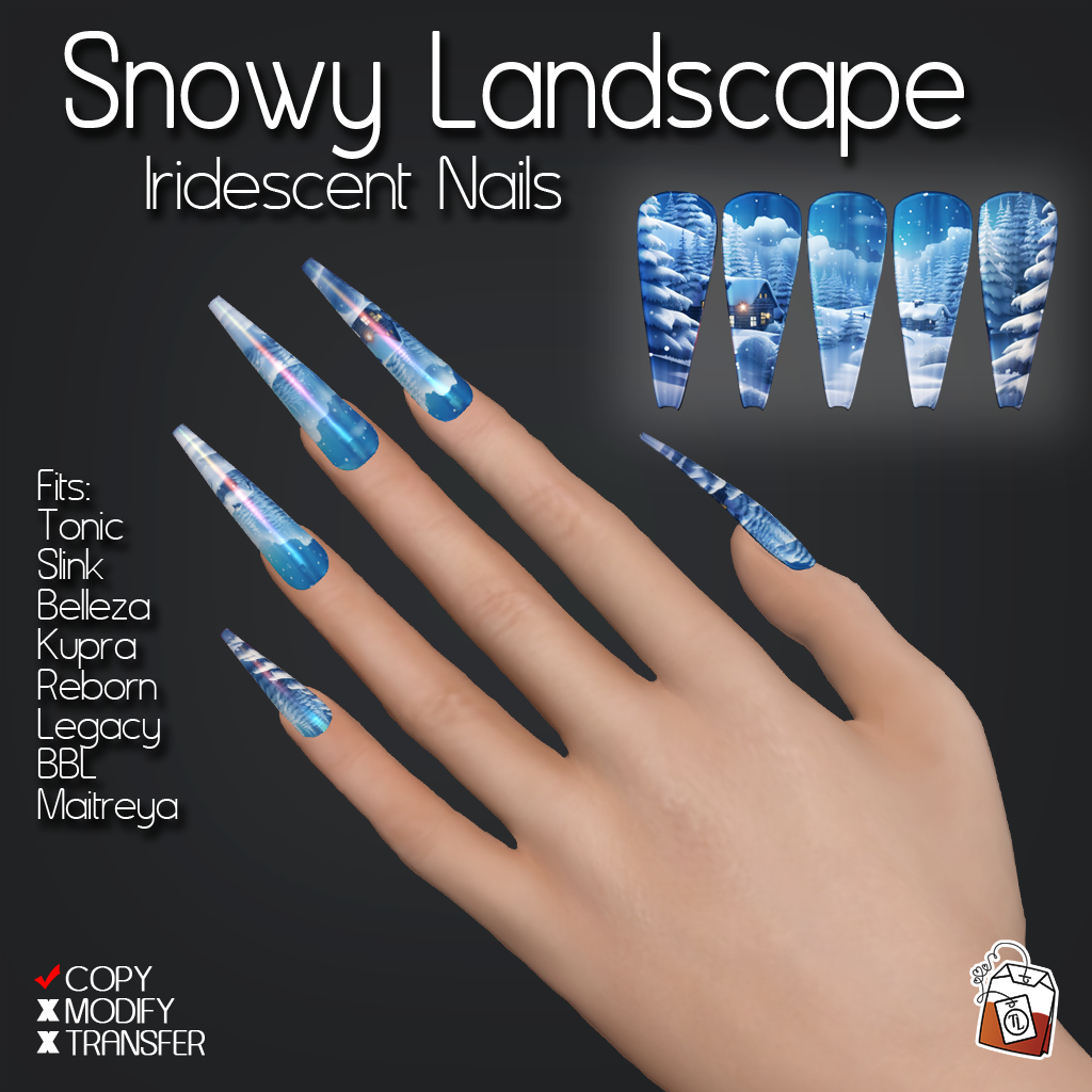 ~Tea Lane~ Snowy-Landscape-Iridescent-Nails-AD