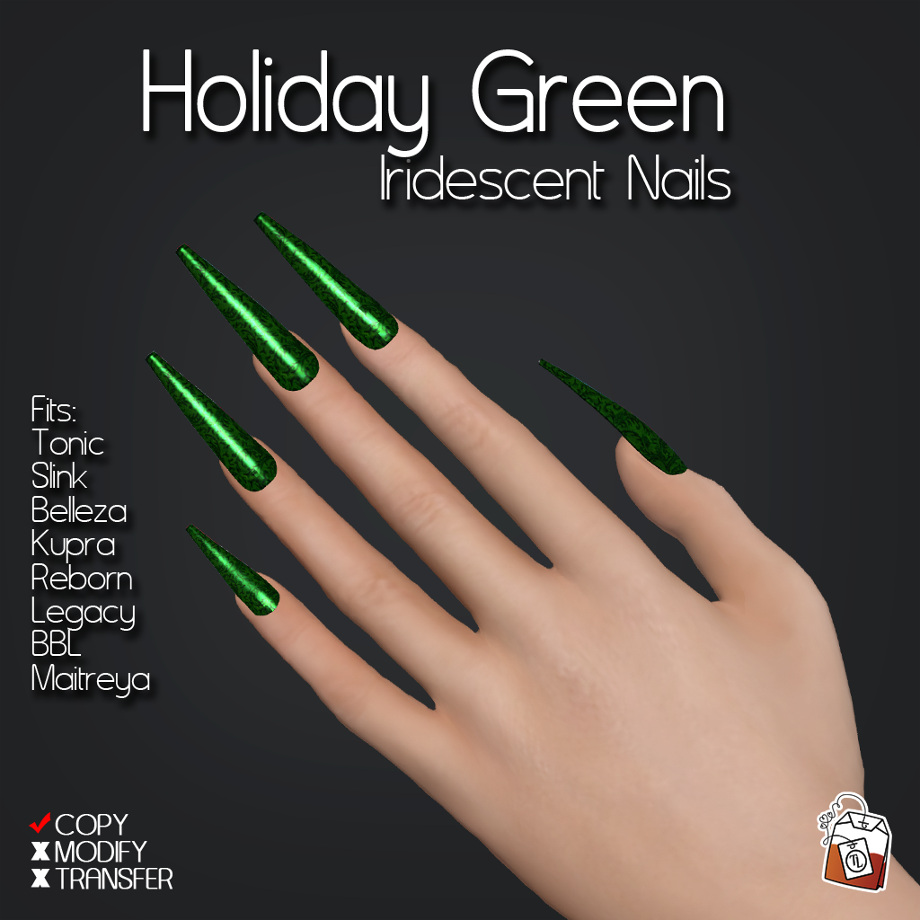 ~Tea Lane~ Holiday-Green-Iridescent-Nails-AD