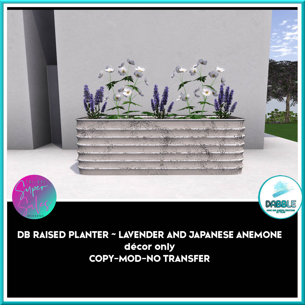 DB RAISED PLANTER ~ LAVENDER AND JAPANESE ANEMONE ad DB RAISED PLANTER ~ LAVENDER AND JAPANESE ANEMONE ad