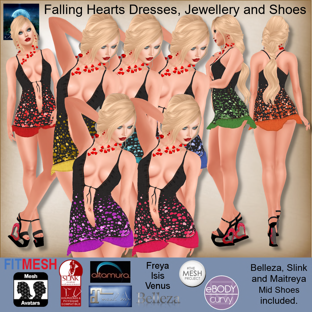 Falling Hearts Dresses, Jewellery and Shoes by Moonstar Falling Hearts Dresses, Jewellery and Shoes by Moonstar